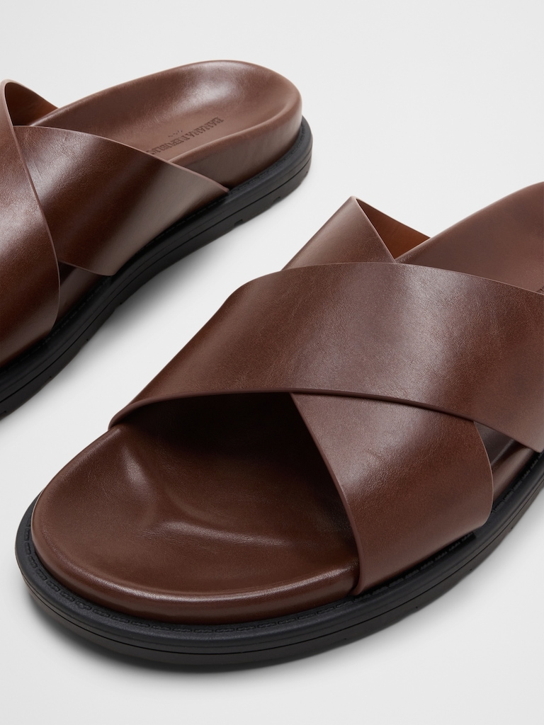 Vegan Leather Crossover Sandals