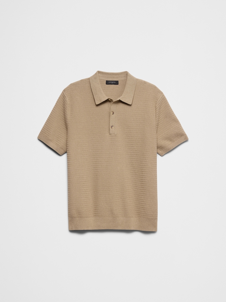 Refined Textured Polo Sweater
