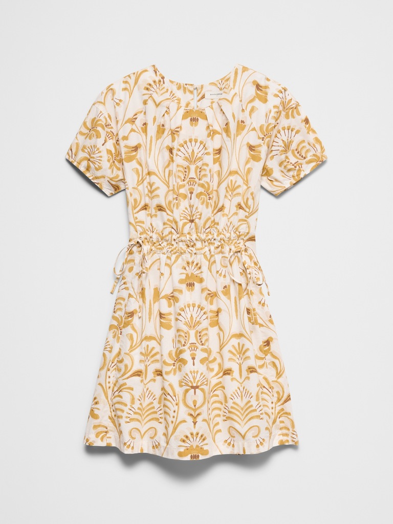 Poplin Pleated Mini Dress