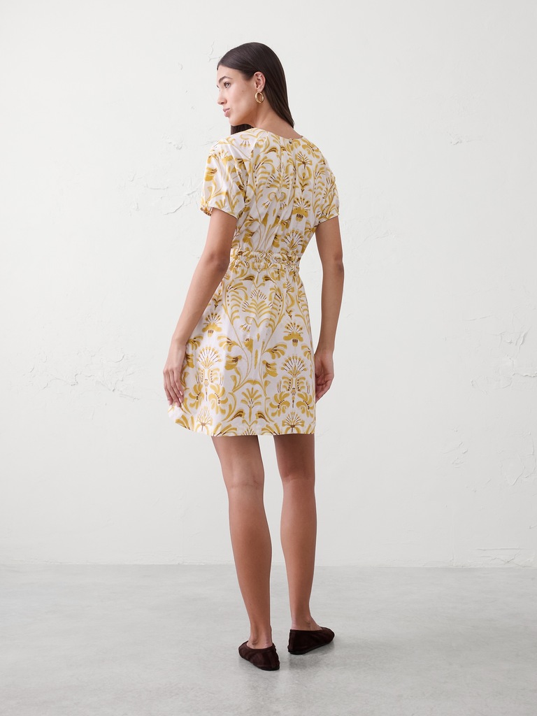 Poplin Pleated Mini Dress