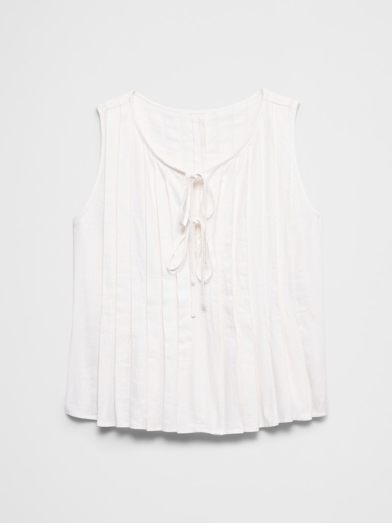 Linen-Blend Two-Tie Swing Top