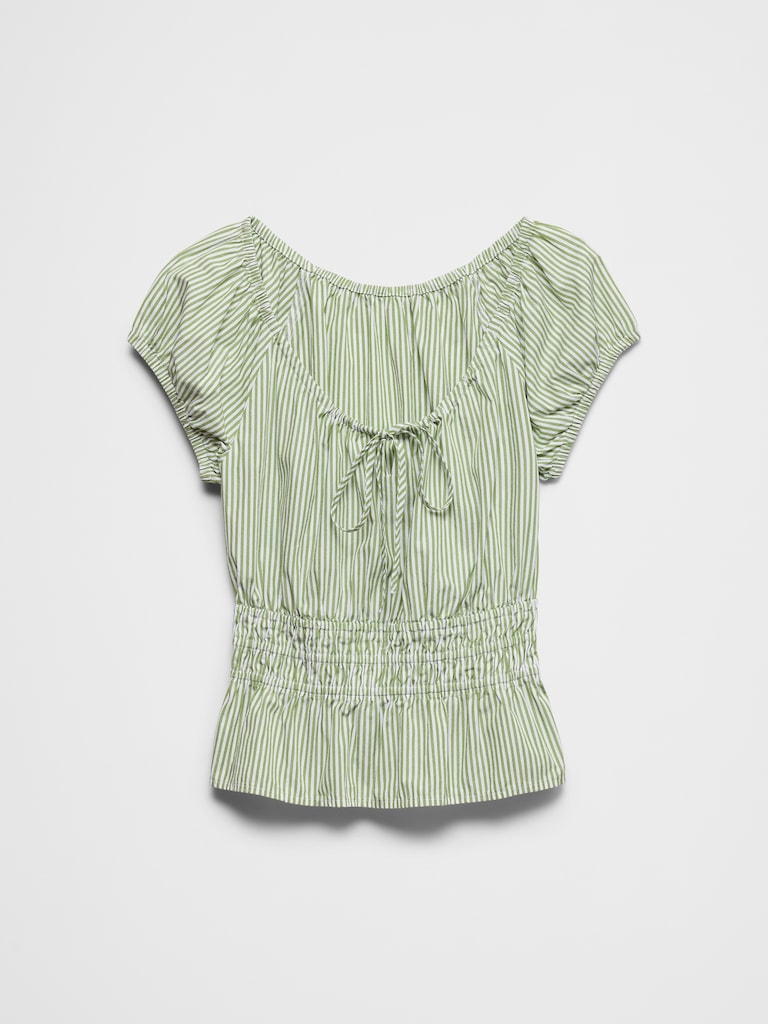 Elastic Scoop-Neck Top