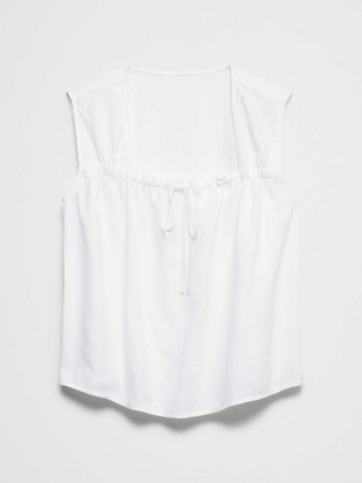 Linen-Blend Tied Popover Top