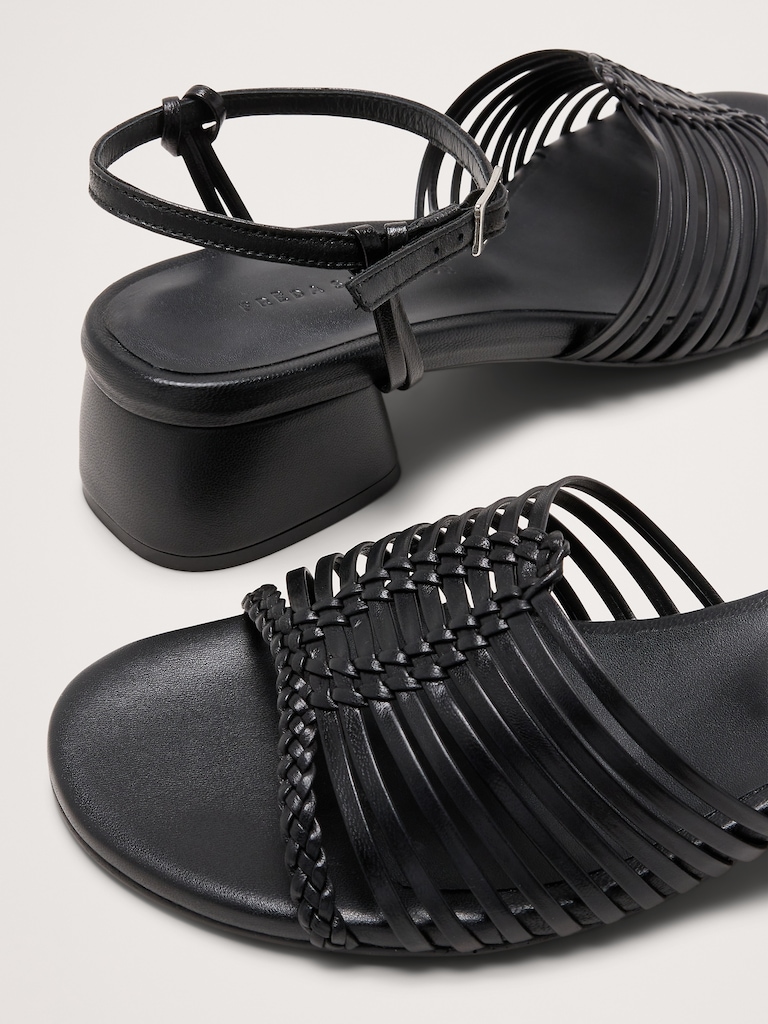 Judy Leather Block-Heel Sandal by Freda Salvador