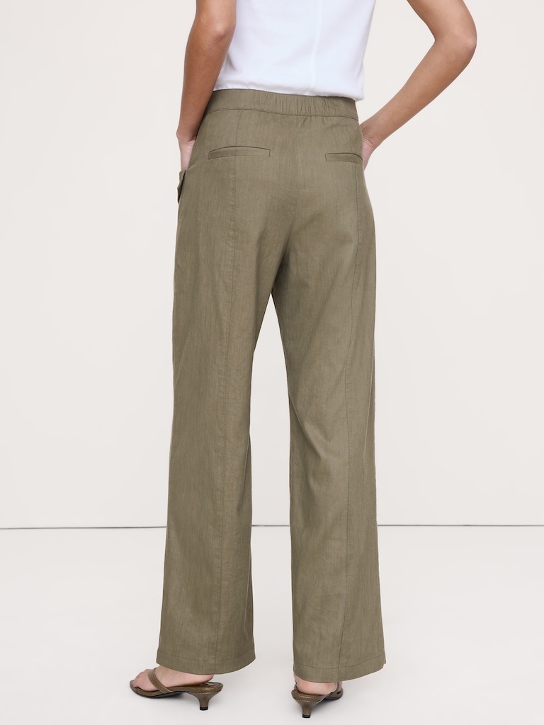 Mid-Rise Straight Utility Pant in Stretch Linen-Viscose