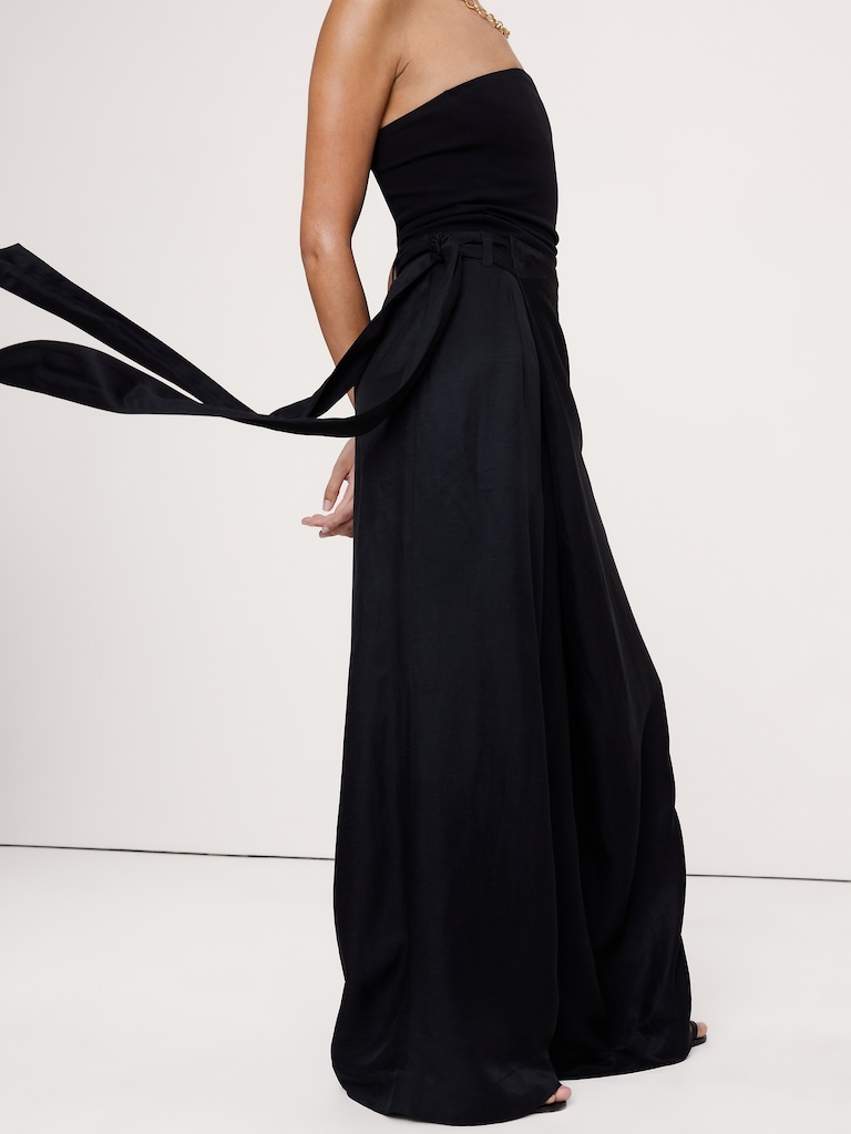 Viscose-Linen Palazzo Pant