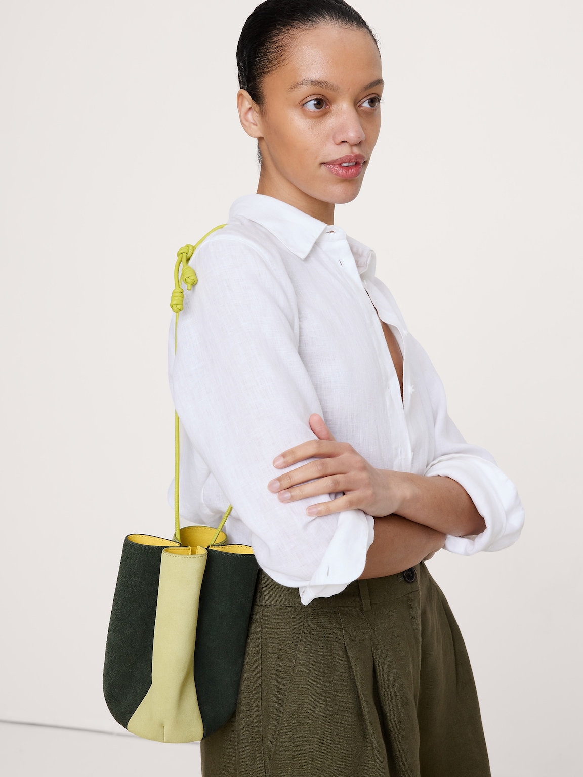 Color-block Suede Tulip Bag