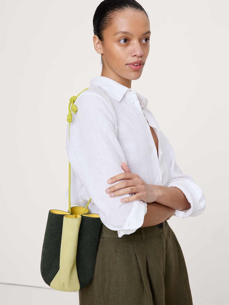 Color-block Suede Tulip Bag