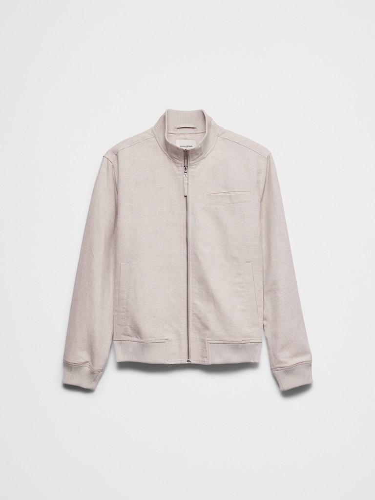 Linen-Blend Bomber