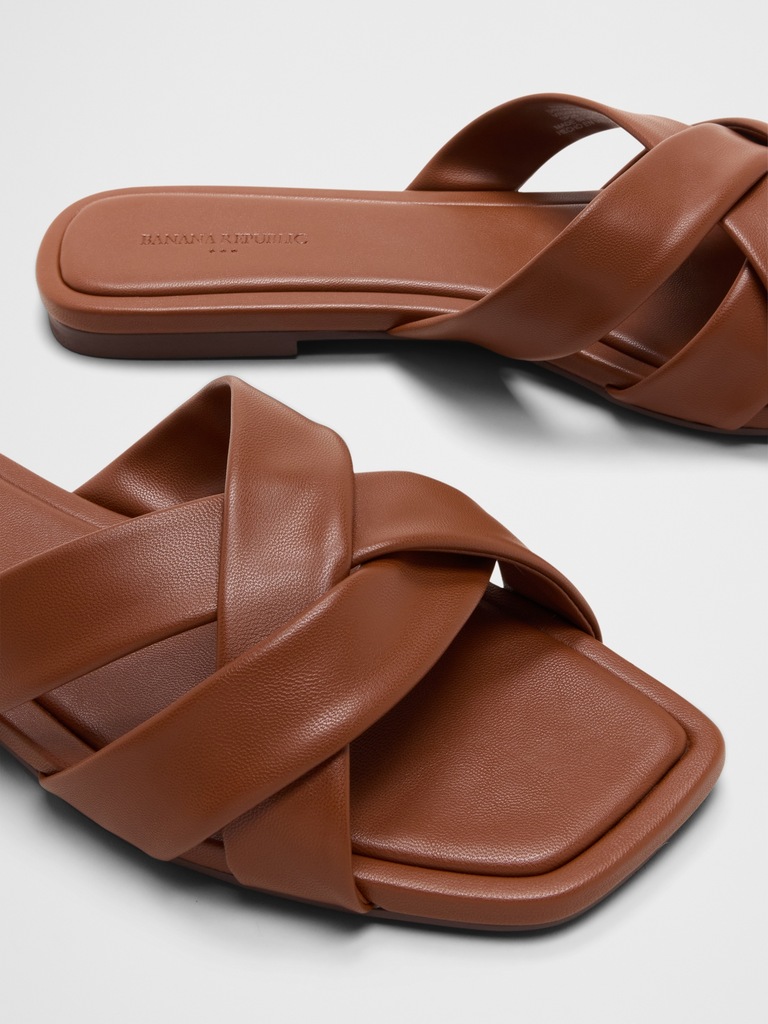 Vegan Leather Crossover Sandal