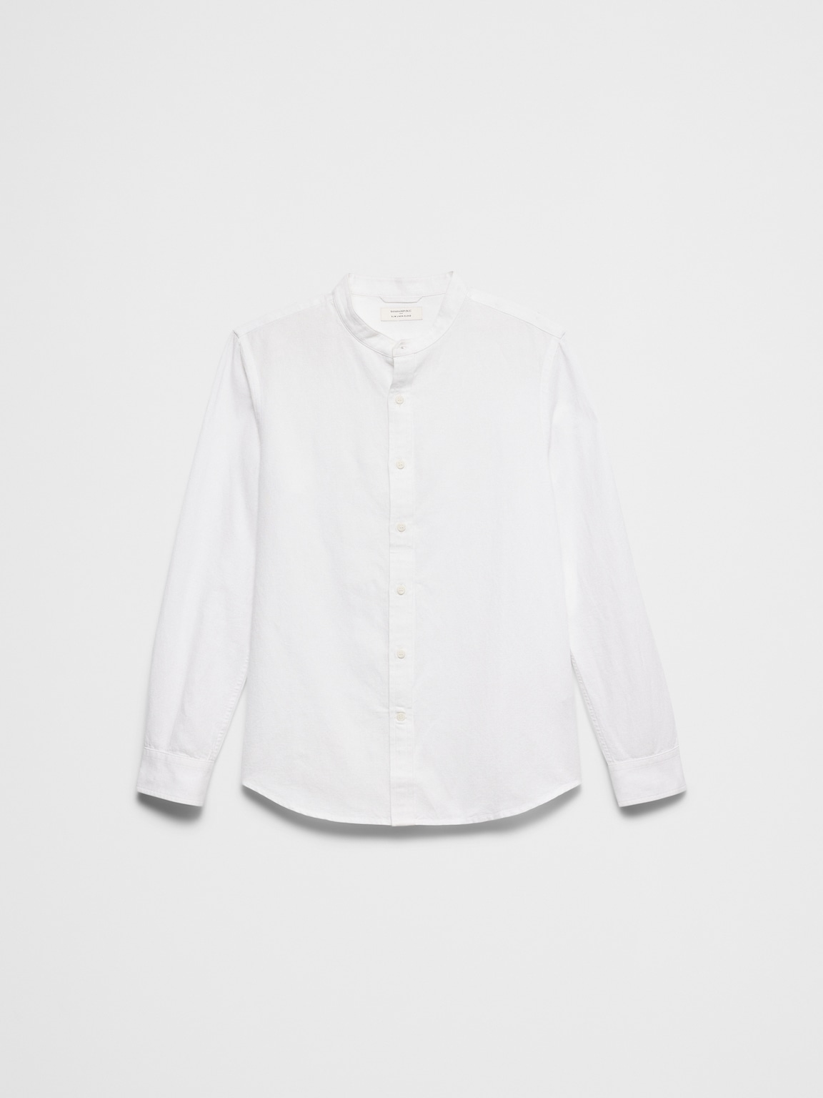 Slim-Fit Linen-Blend Banded-Collar Shirt