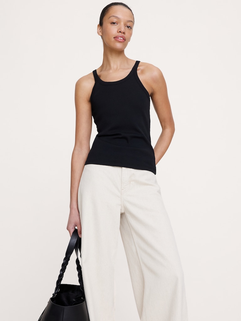 Ribbed Scoop-Neck Tank