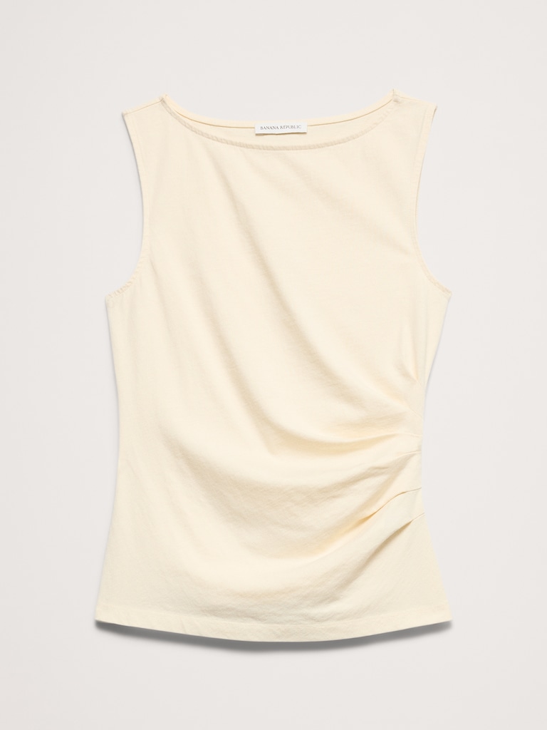 Vintage Cotton Ruched-Side Tank