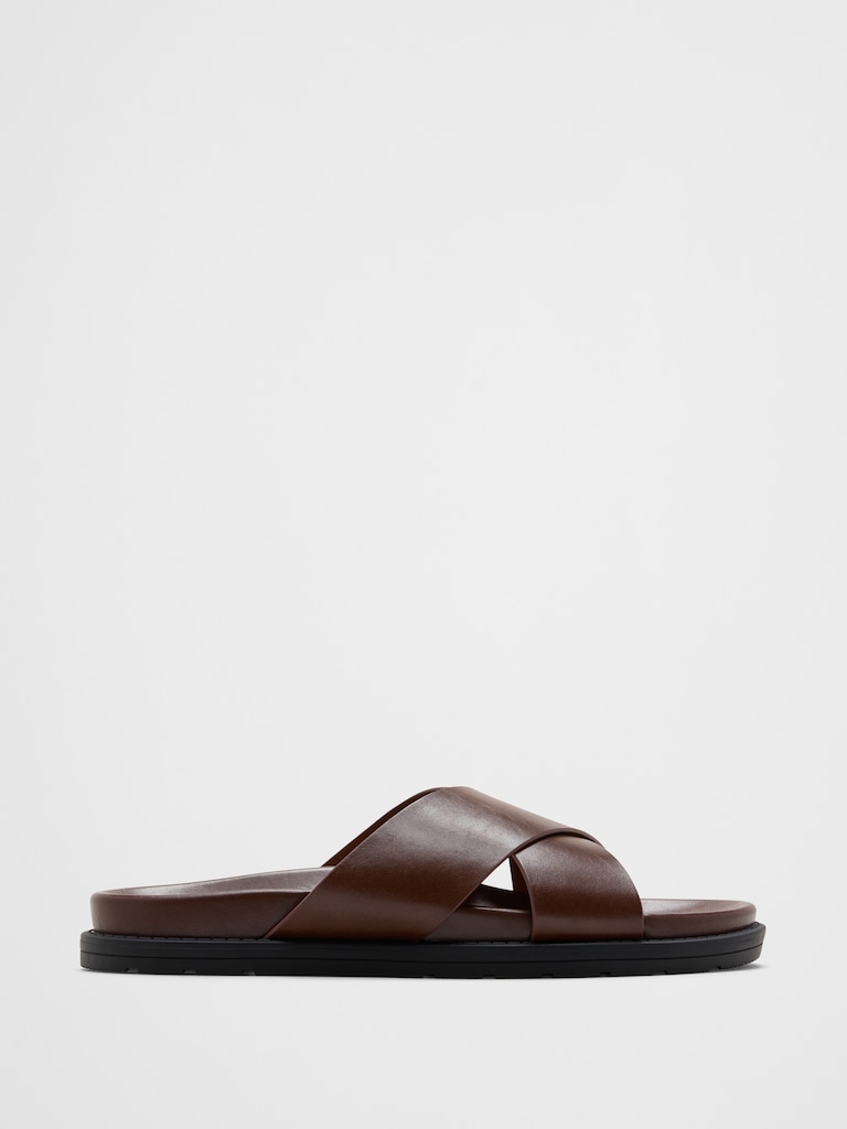 Vegan Leather Crossover Sandals