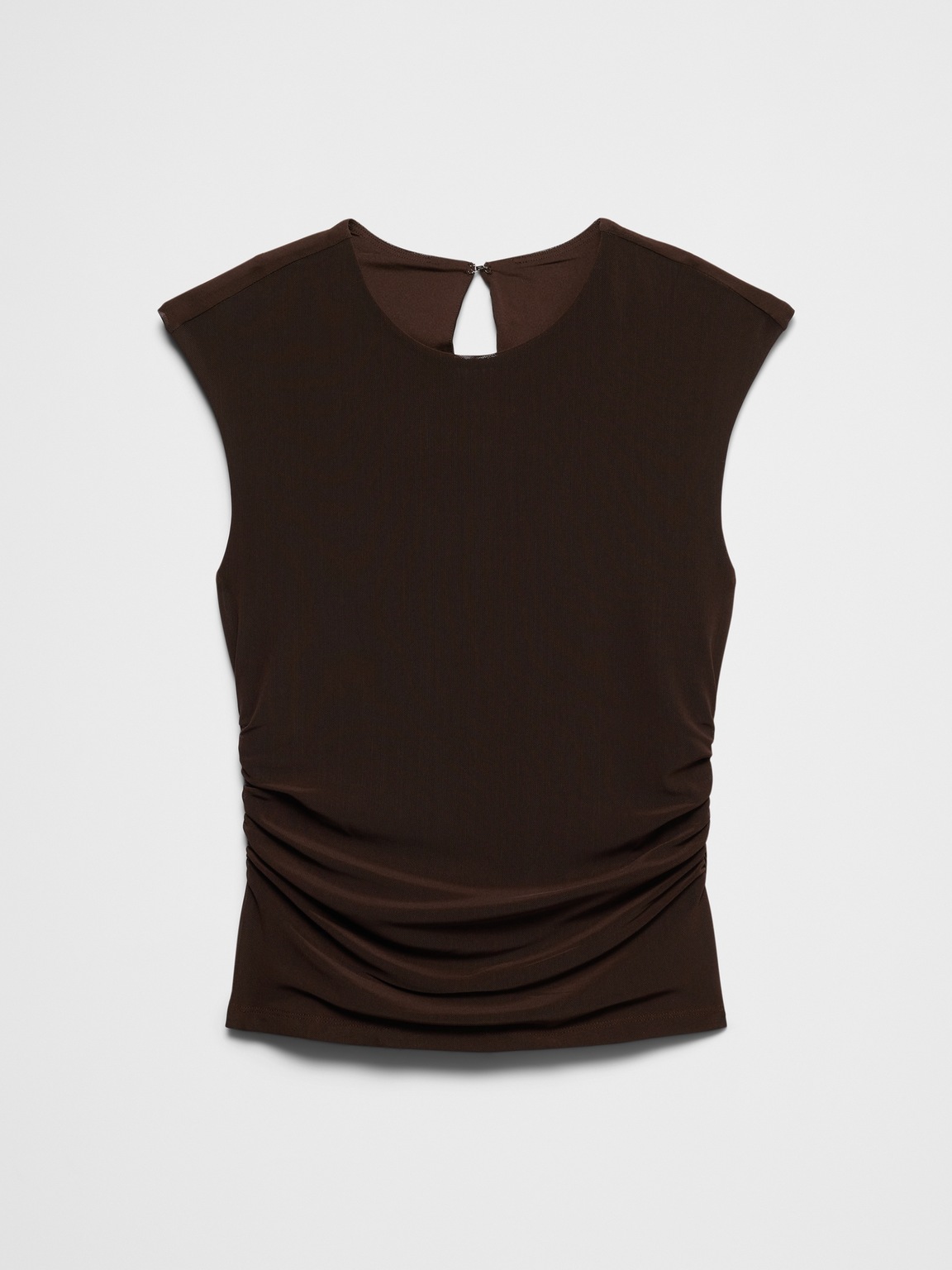 Side-Shirred Mesh Top