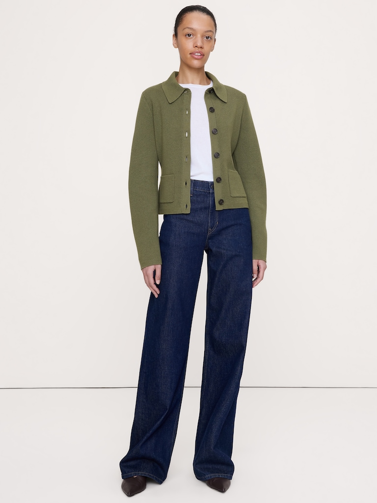 Larkspur Cotton-Silk Polo Cardigan