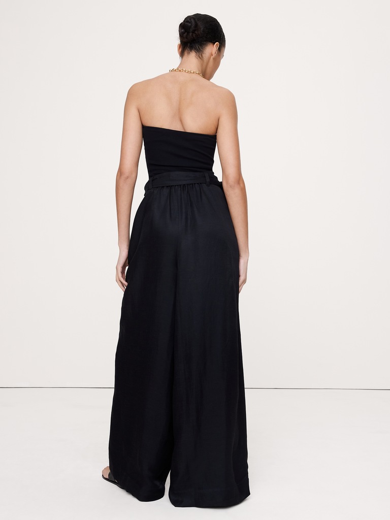 Viscose-Linen Palazzo Pant