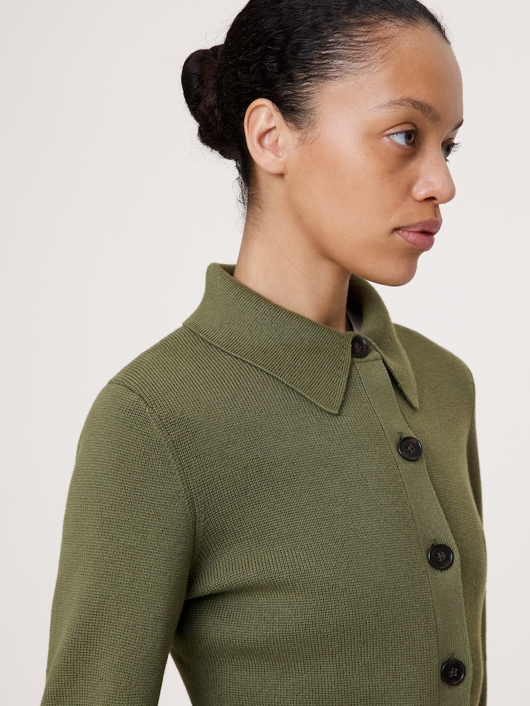 Larkspur Cotton-Silk Polo Cardigan