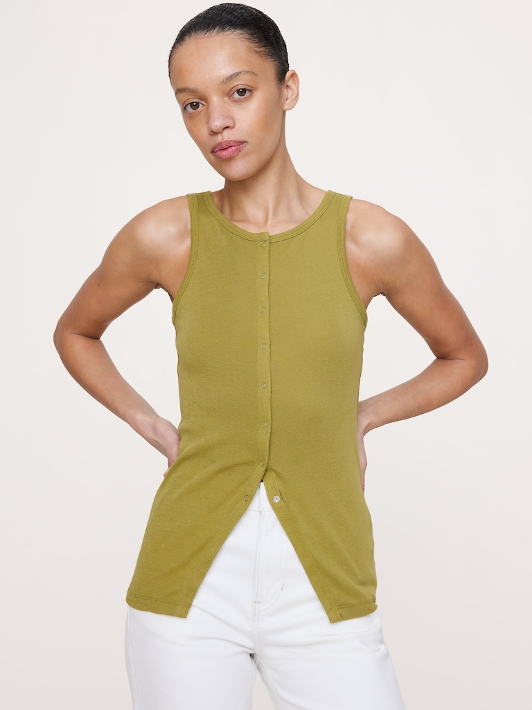 Airy Cotton Snap-Front Tank