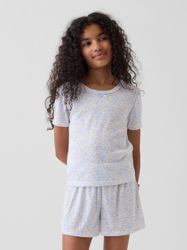 Kids Recycled Pointelle PJ Shorts