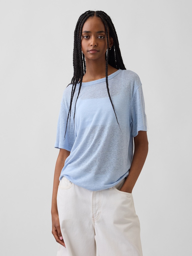 Linen-Blend Relaxed T-Shirt