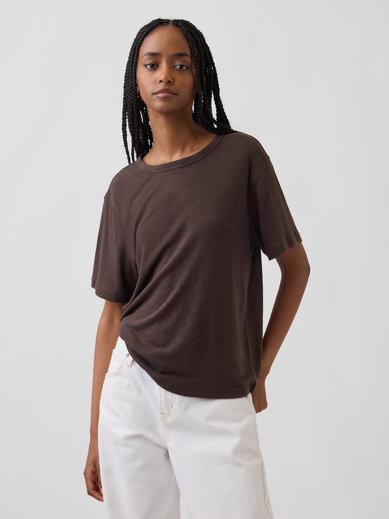 Linen-Blend Relaxed T-Shirt