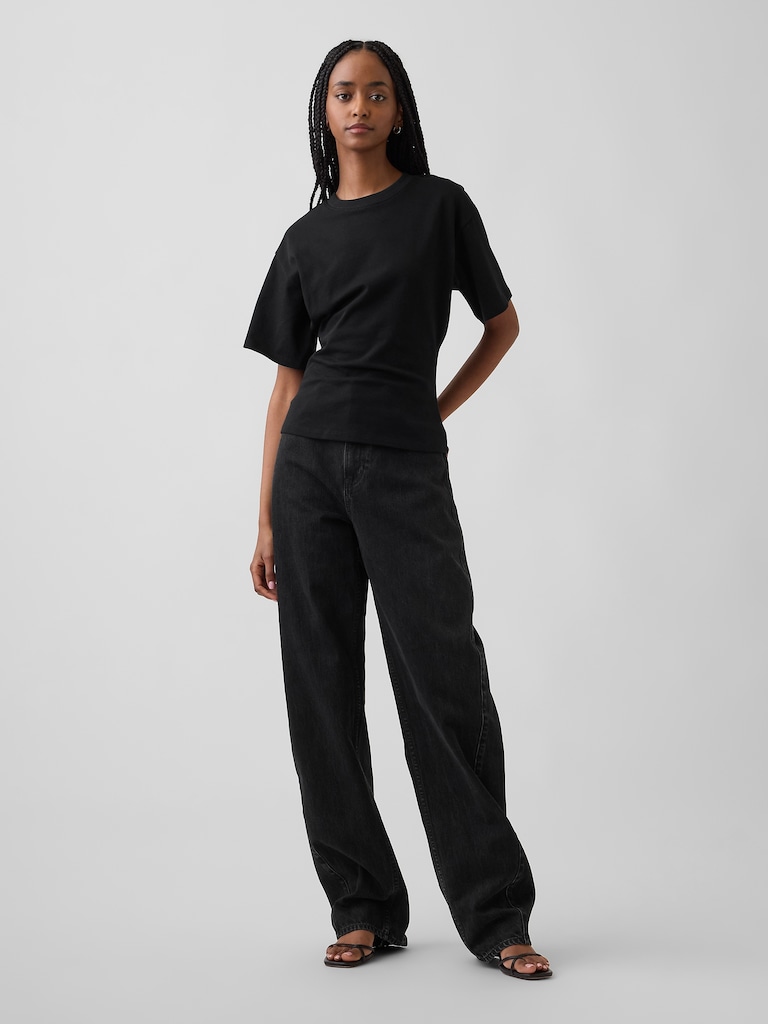 Knit Fitted-Waist T-Shirt