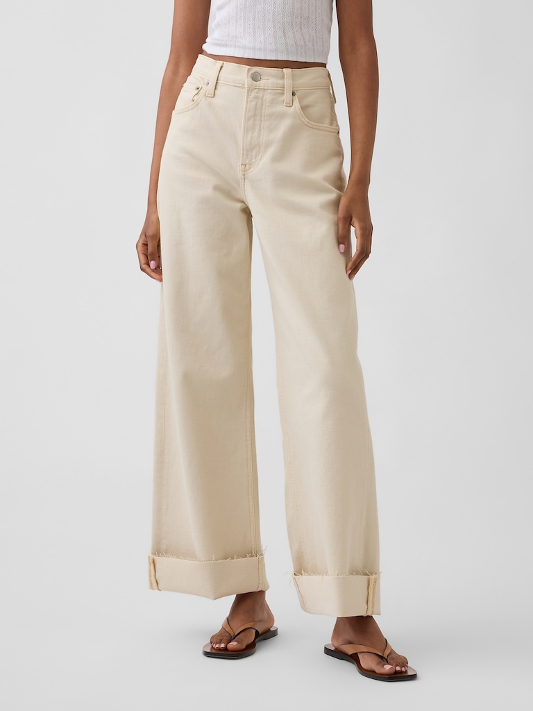 High Rise Stride Wide-Leg Ankle Jeans