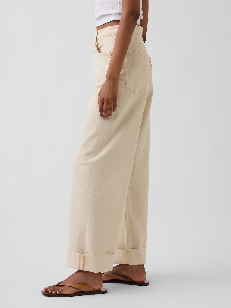 High Rise Stride Wide-Leg Ankle Jeans