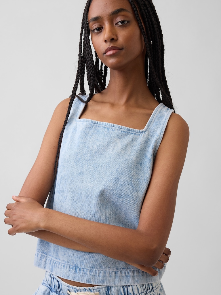 Denim Crop Shell Tank Top
