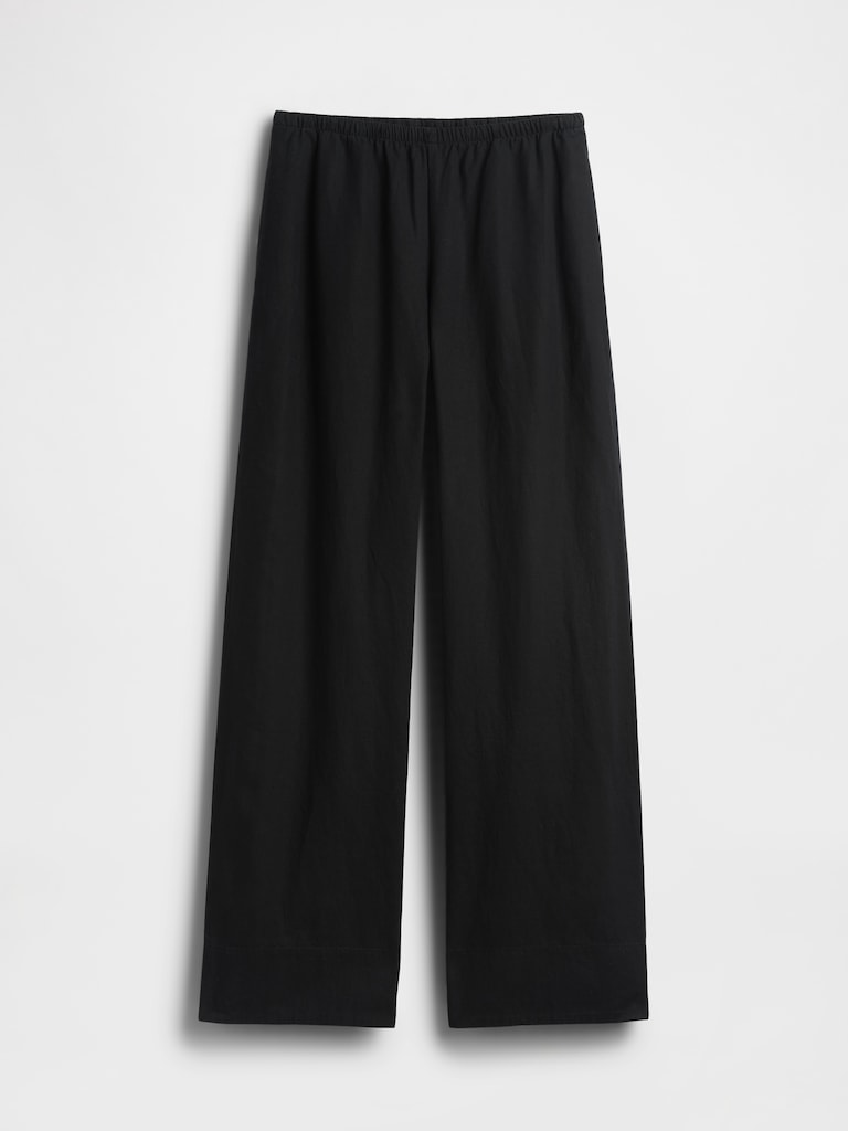 Linen-Blend Easy Wide-Leg Pants