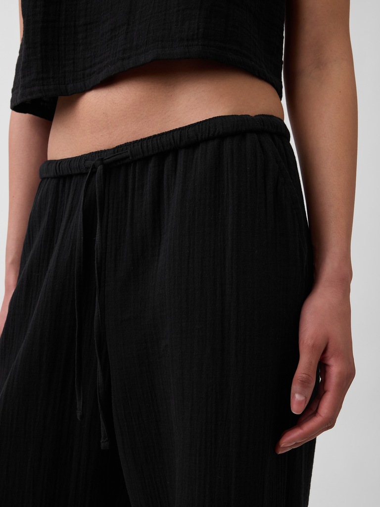 Cotton Gauze Easy Split-Hem Pants
