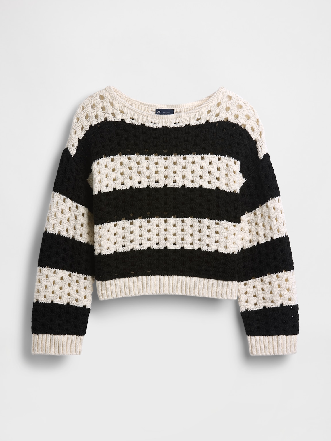 100% Cotton Crochet Boatneck Sweater