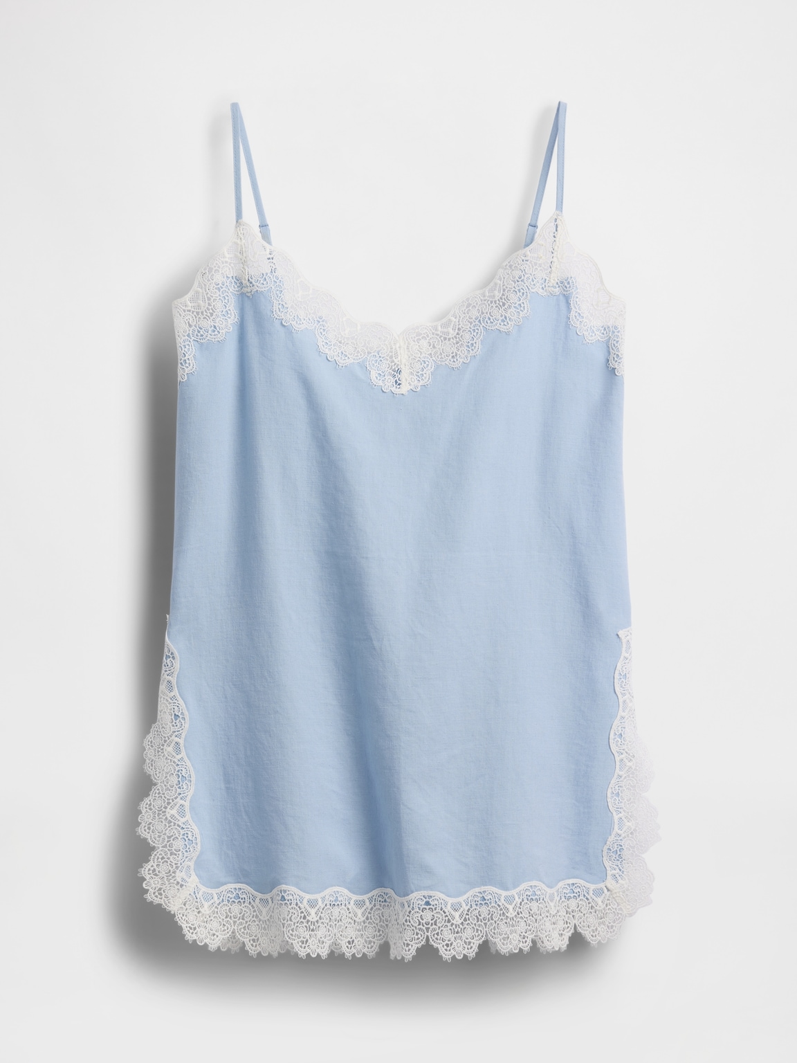 Linen-Blend Lace-Trim Cami