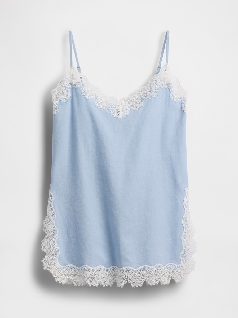 Linen-Blend Lace-Trim Cami
