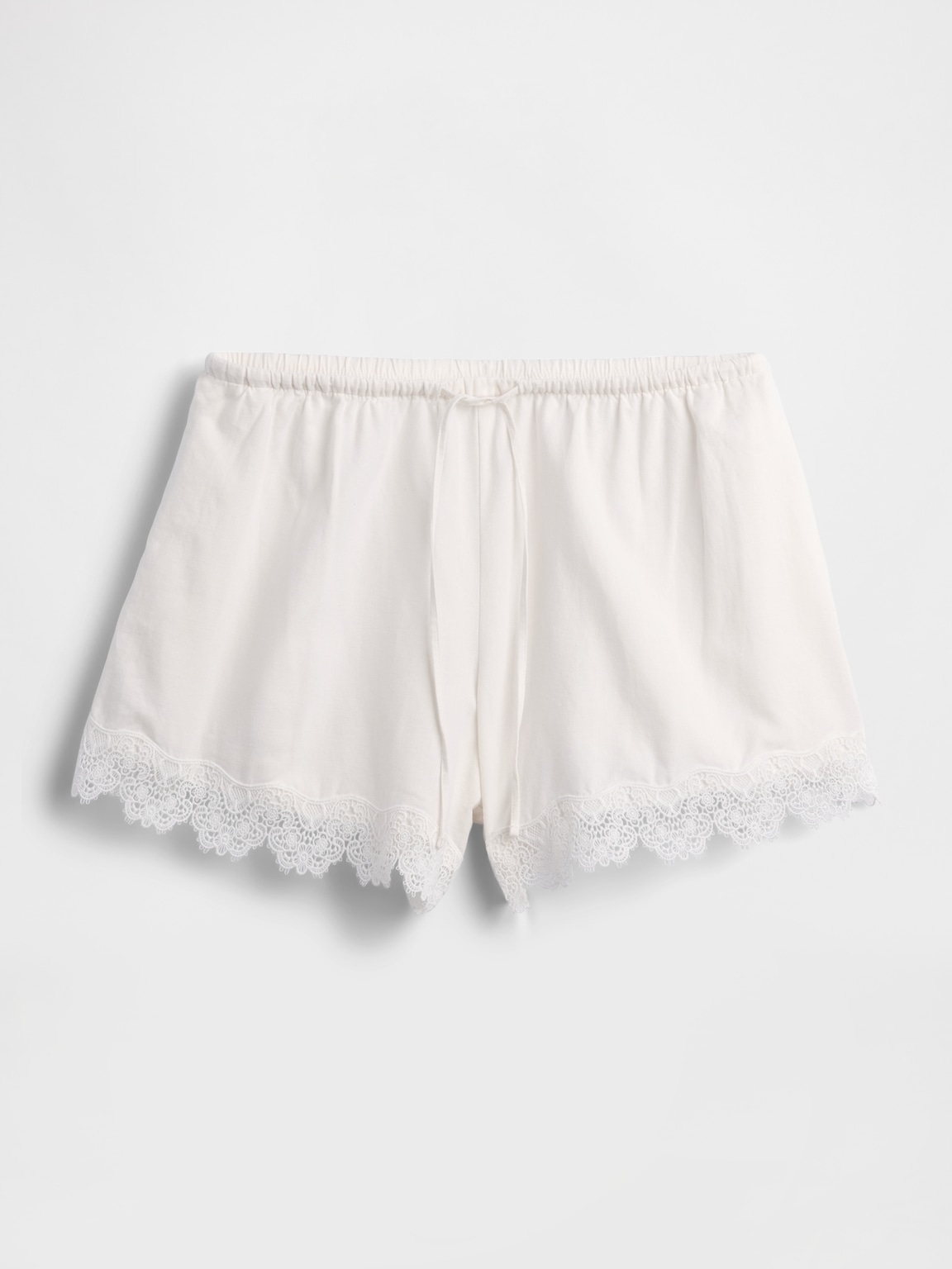 4" Mid Rise Linen-Blend Lace-Trim Shorts