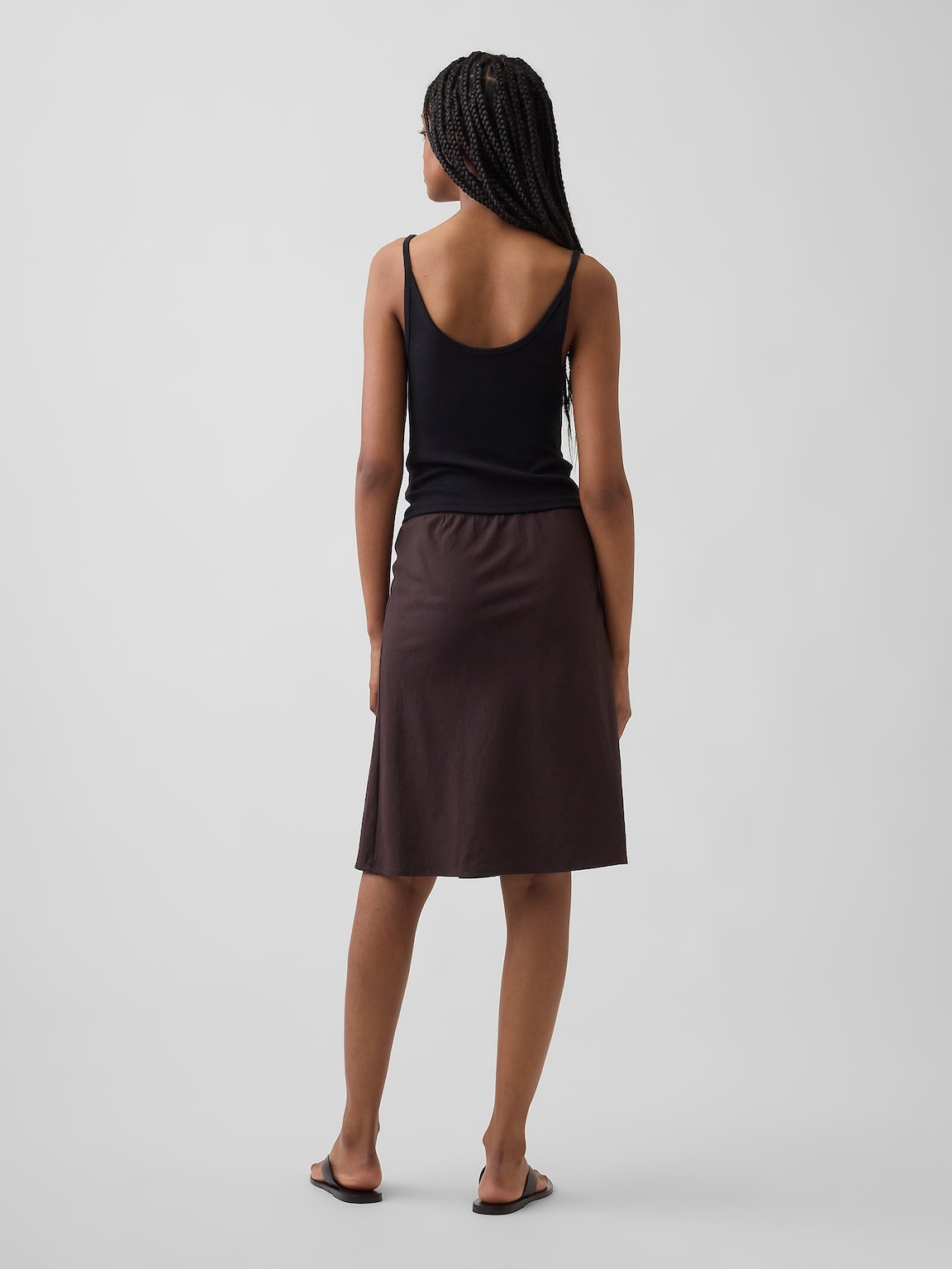 Linen-Blend Bias-Cut Skirt