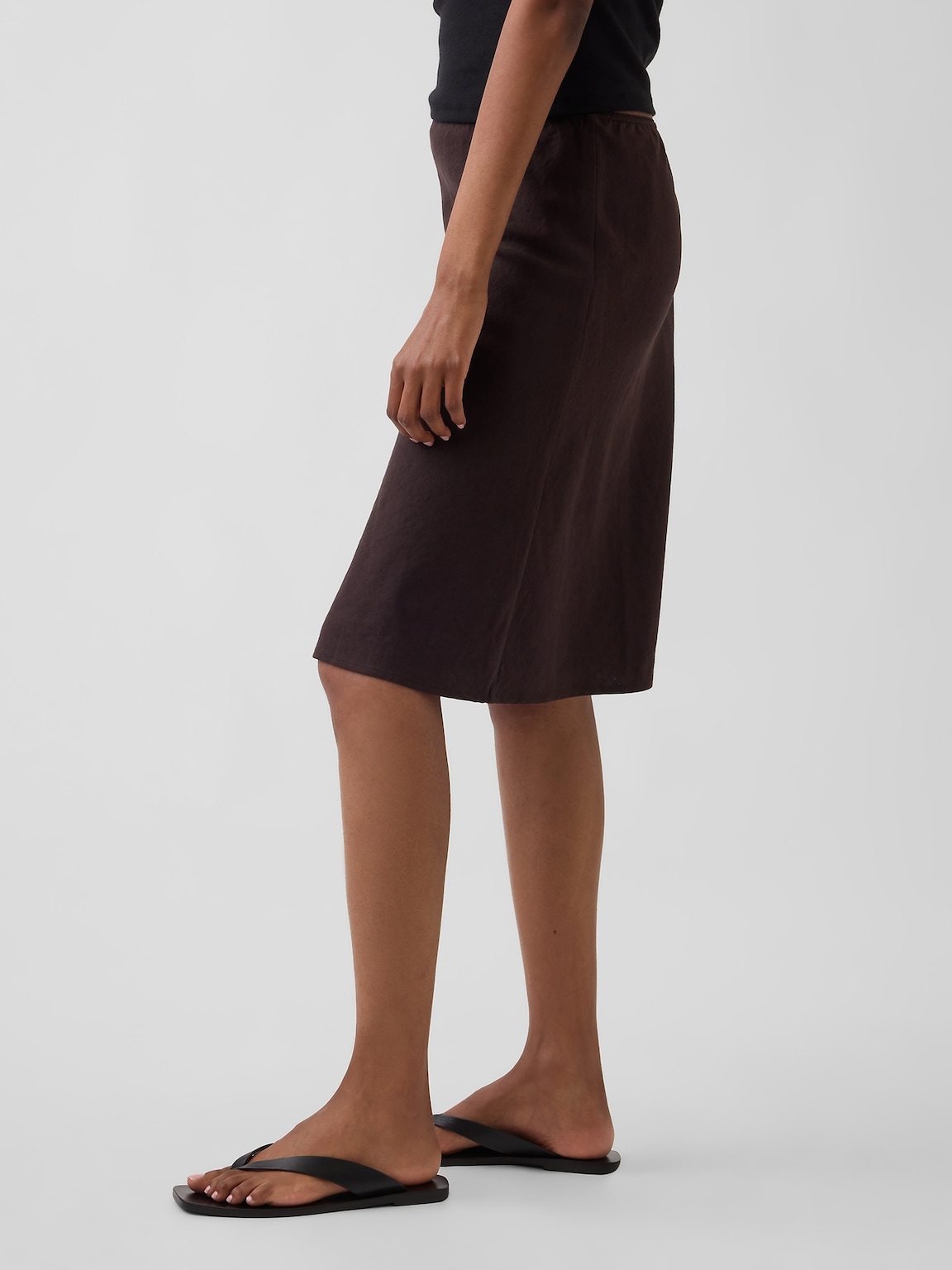 Linen-Blend Bias-Cut Skirt