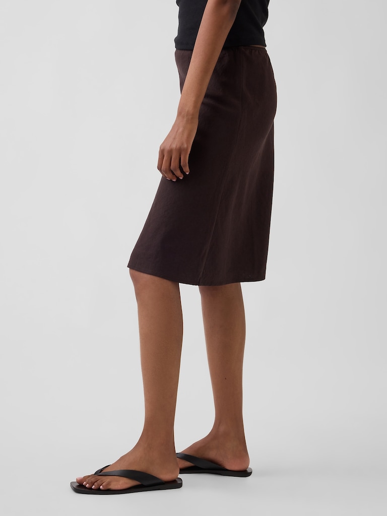 Linen-Blend Bias-Cut Skirt