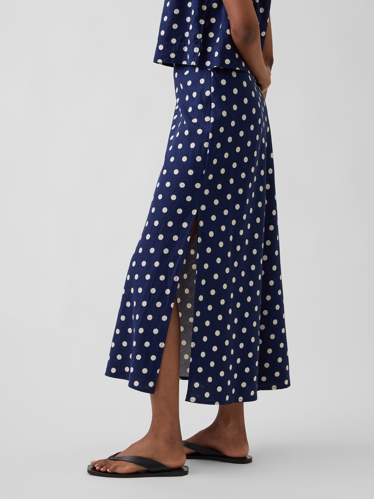 Linen-Blend Maxi Slip Skirt