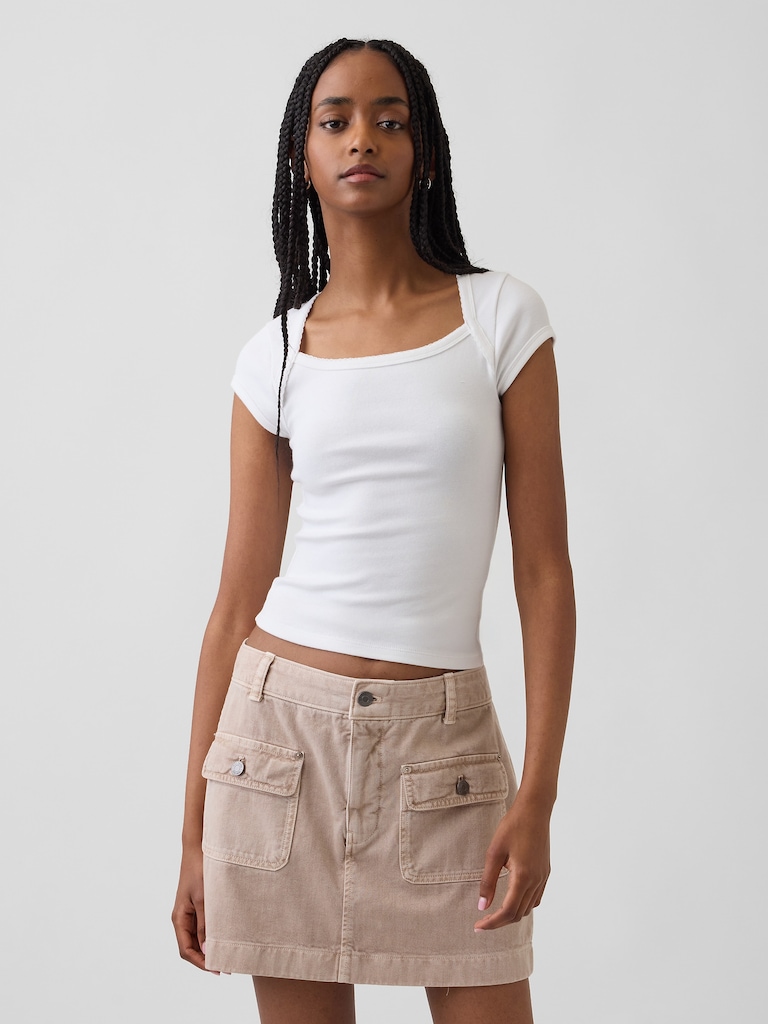 Modern Square-Neck Crop T-Shirt