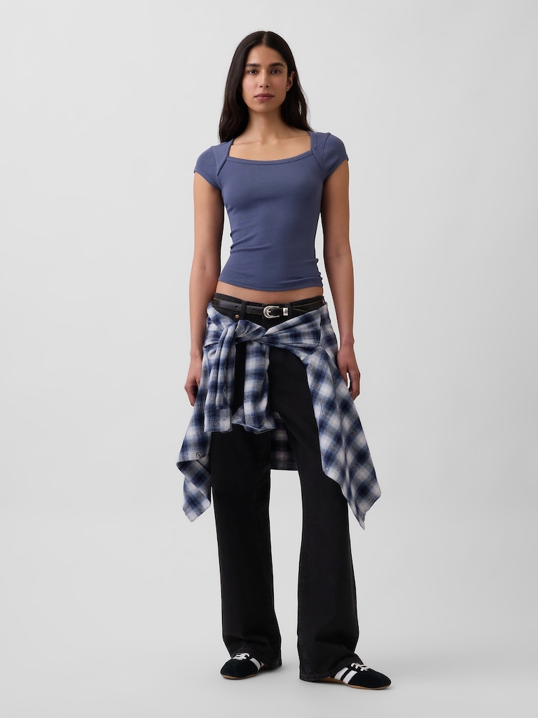 Modern Square-Neck Crop T-Shirt