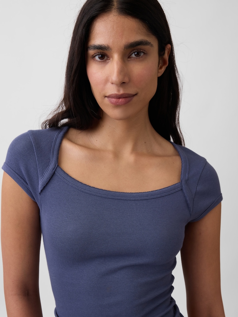 Modern Square-Neck Crop T-Shirt