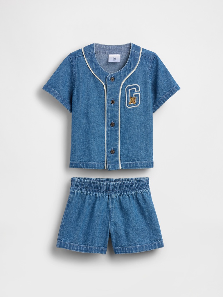 Baby Denim Varsity Outfit Set