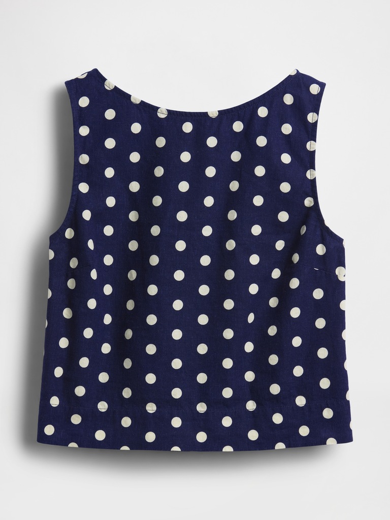 Linen-Blend Crop Shell Tank Top