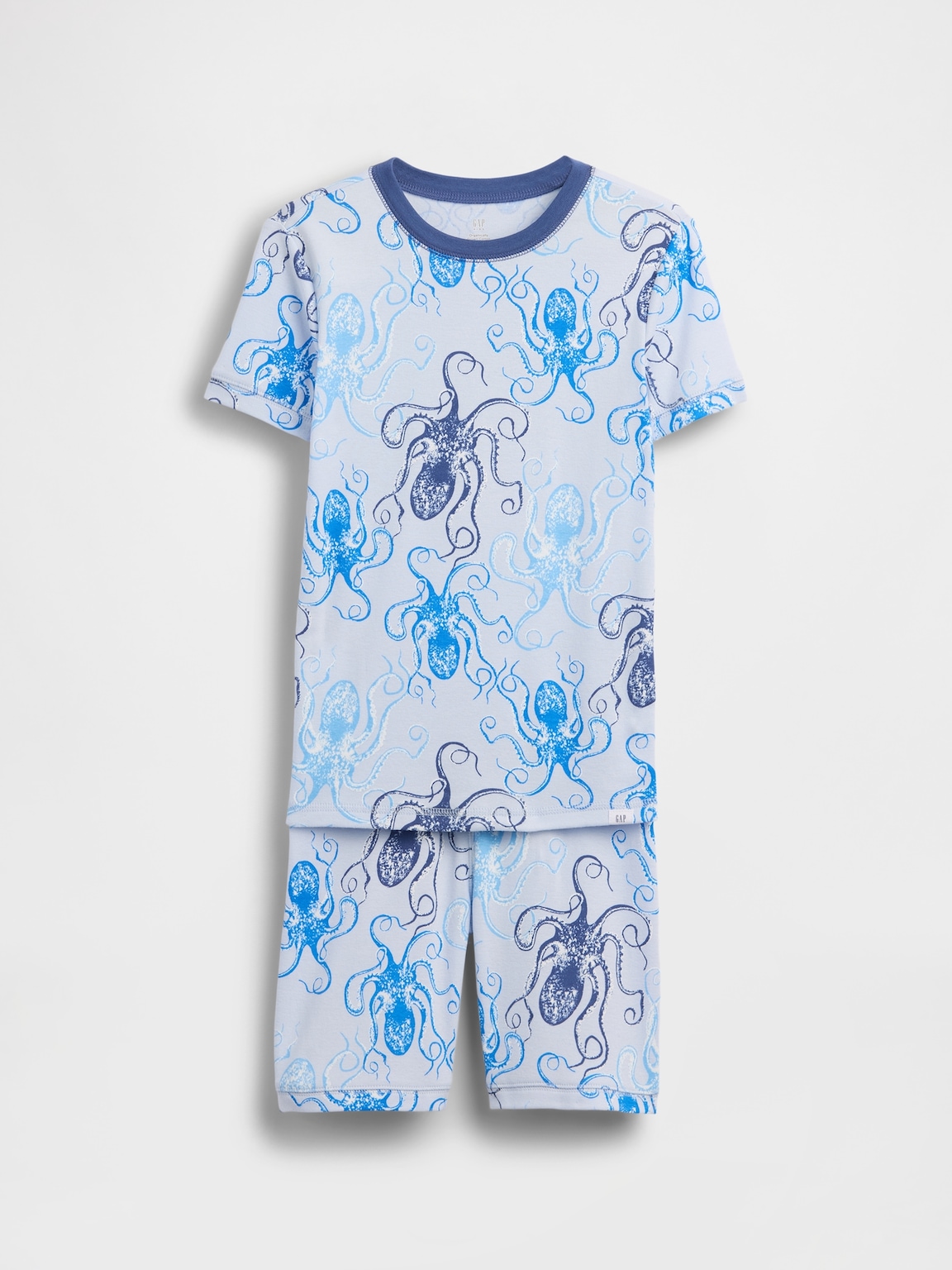 Kids Organic Brushed Cotton Octopus PJ Shorts Set