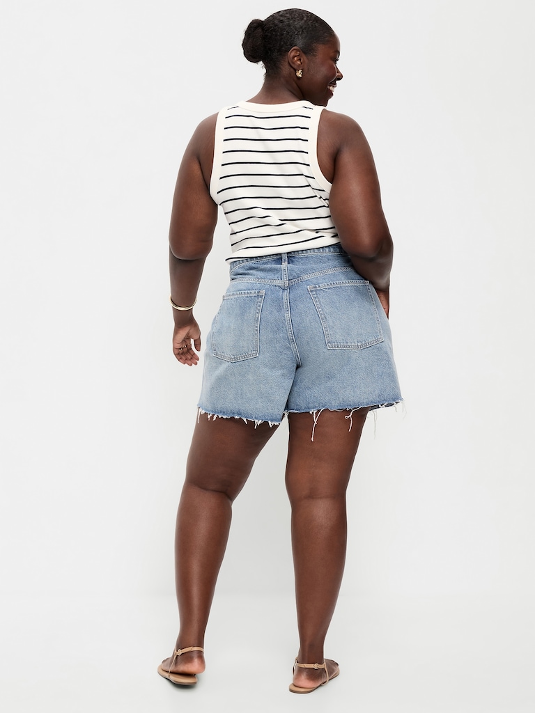 Curvy High-Waisted Baggy Jean Shorts -- 5-inch inseam