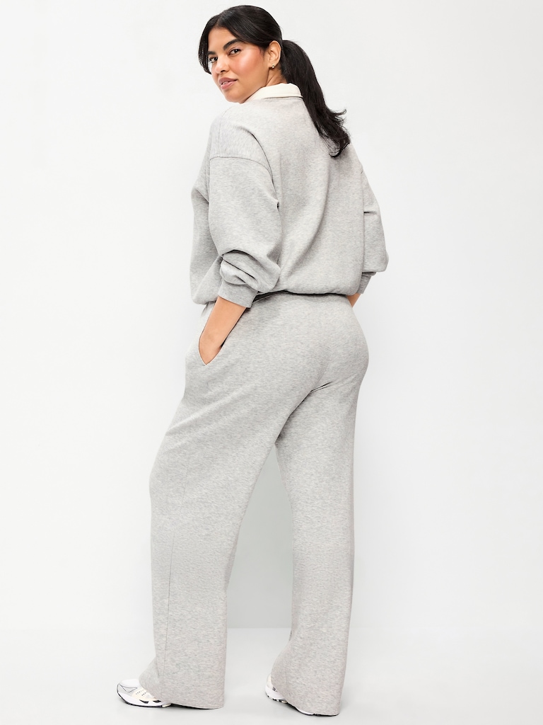 High-Waisted Dynamic Fleece Textured Wide-Leg Sweatpants