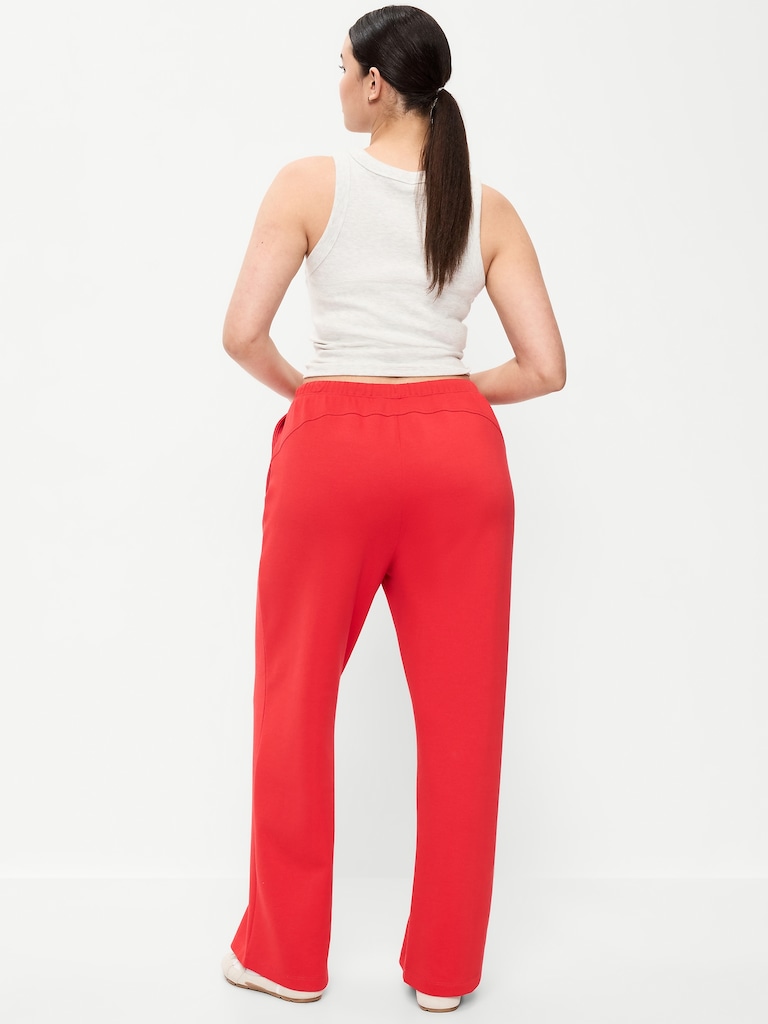 High-Waisted Dynamic Fleece Textured Wide-Leg Sweatpants