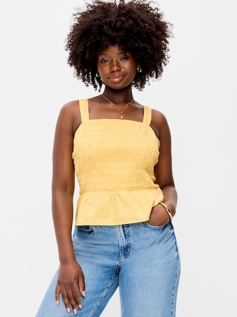 Smocked Peplum Tank Top